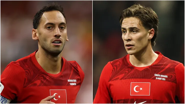 Hakan Calhanoglu and Kenan Yildiz of Turkiye.
