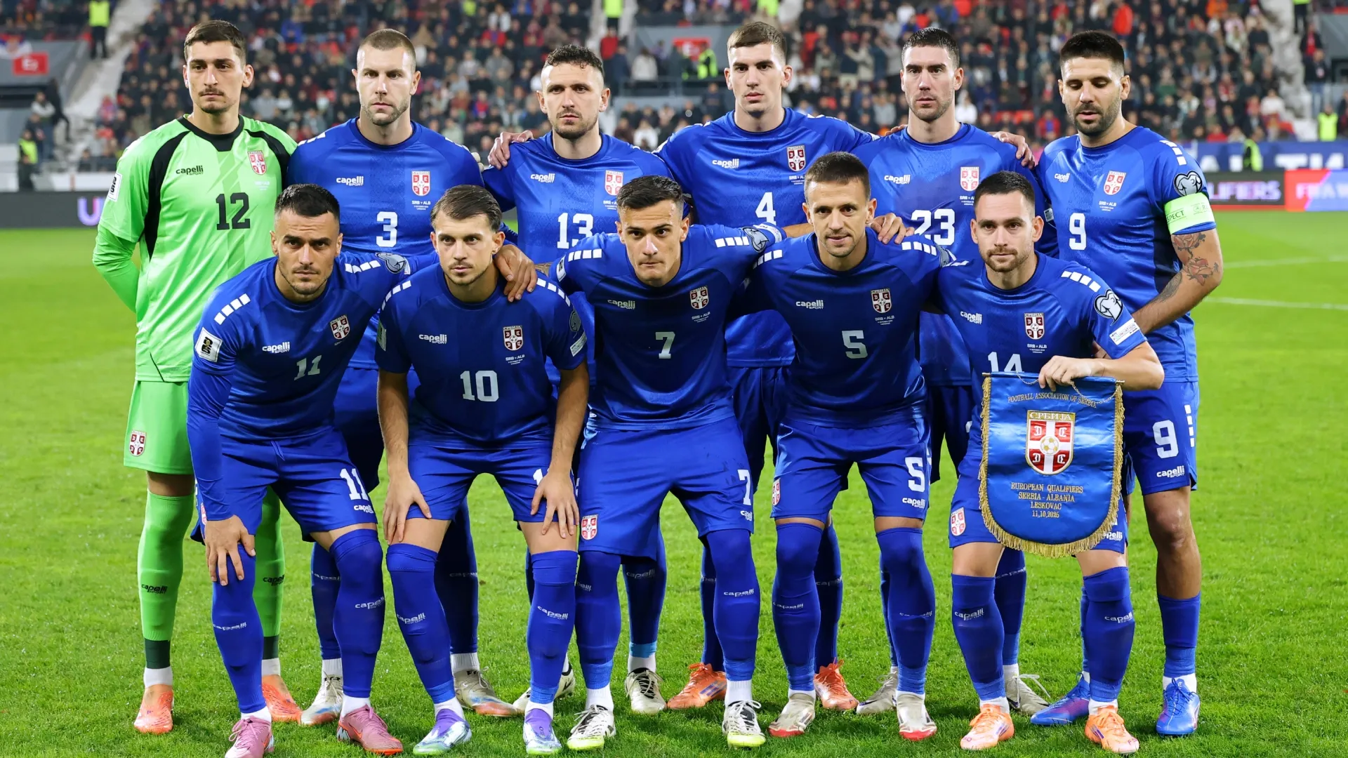 Players of Serbia prior to the FIFA World Cup 2026 qualifier match (Source: Srdjan Stevanovic/Getty Images)