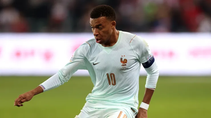 Kylian Mbappe of France in action.
