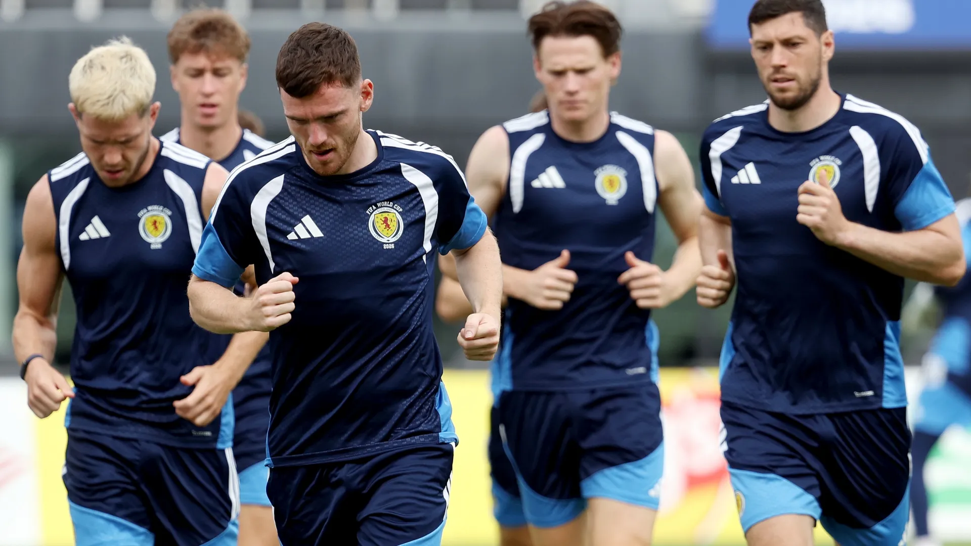 Andy Robertson #3 runs during the training of Scotland (Source: Leonardo Fernandez/Getty Images)