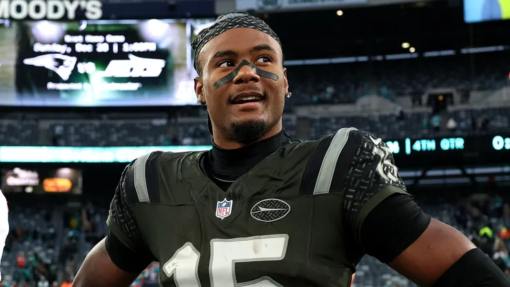 Adonai Mitchell #15 of the New York Jets