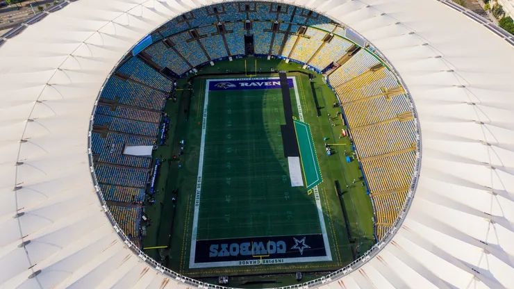 Aerial view of the Maracana Stadium before the NFL Game between the Baltimore Ravens and Dallas Cowboys.