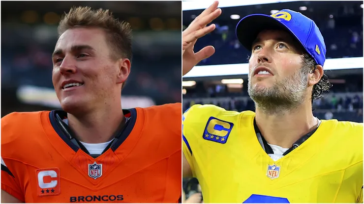 Bo Nix of Denver Broncos and Matthew Stafford of the Los Angeles Rams.
