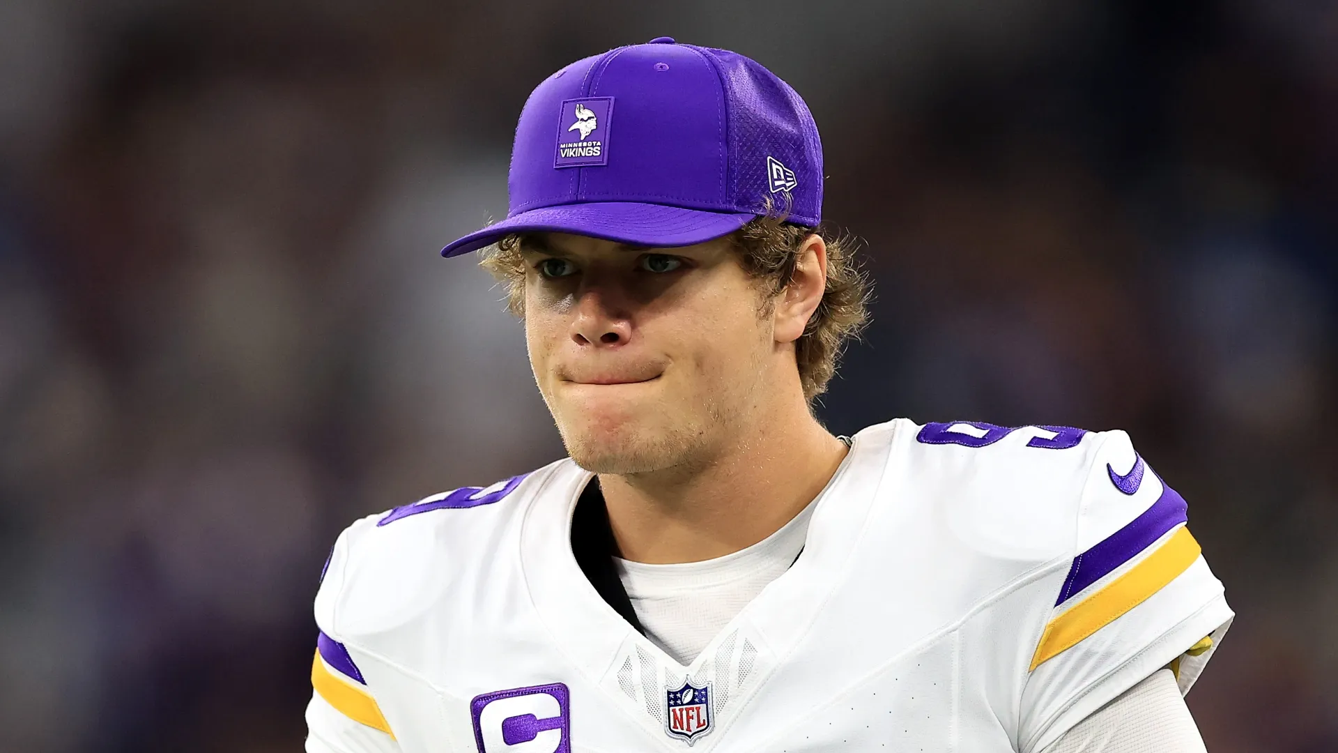 JJ McCarthy during a game for the Minnesota Vikings.