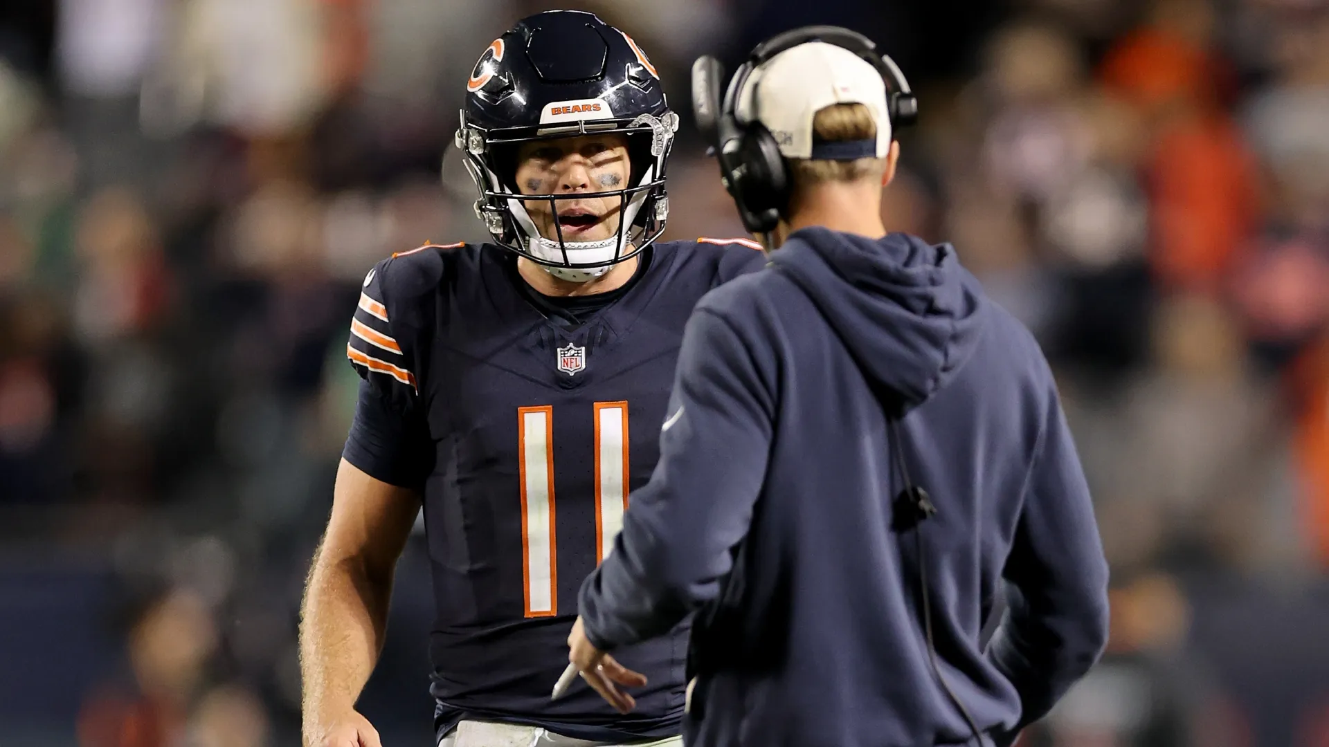 Case Keenum celebrates with Ben Johnson