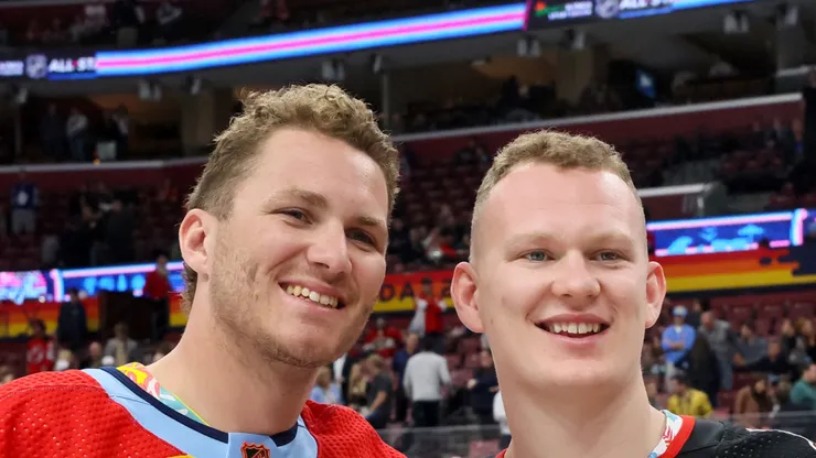 Matthew Tkachuk and Brady Tkachuk are teammates on the Florida Panthers.