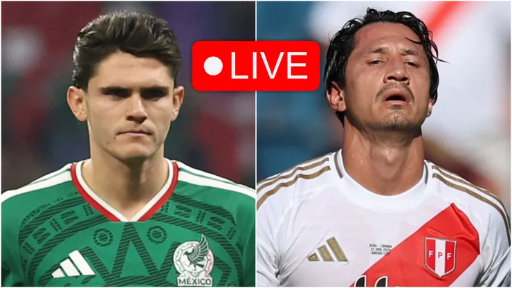 Israel Reyes of Mexico and Gianluca Lapadula of Peru.