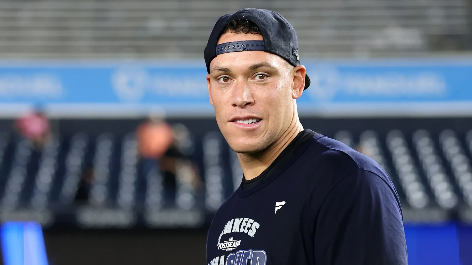 Aaron Judge looks on