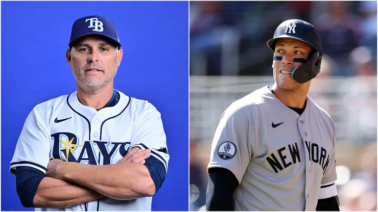 Kevin Cash of the Rays and Aaron Judge of the Yankees.
