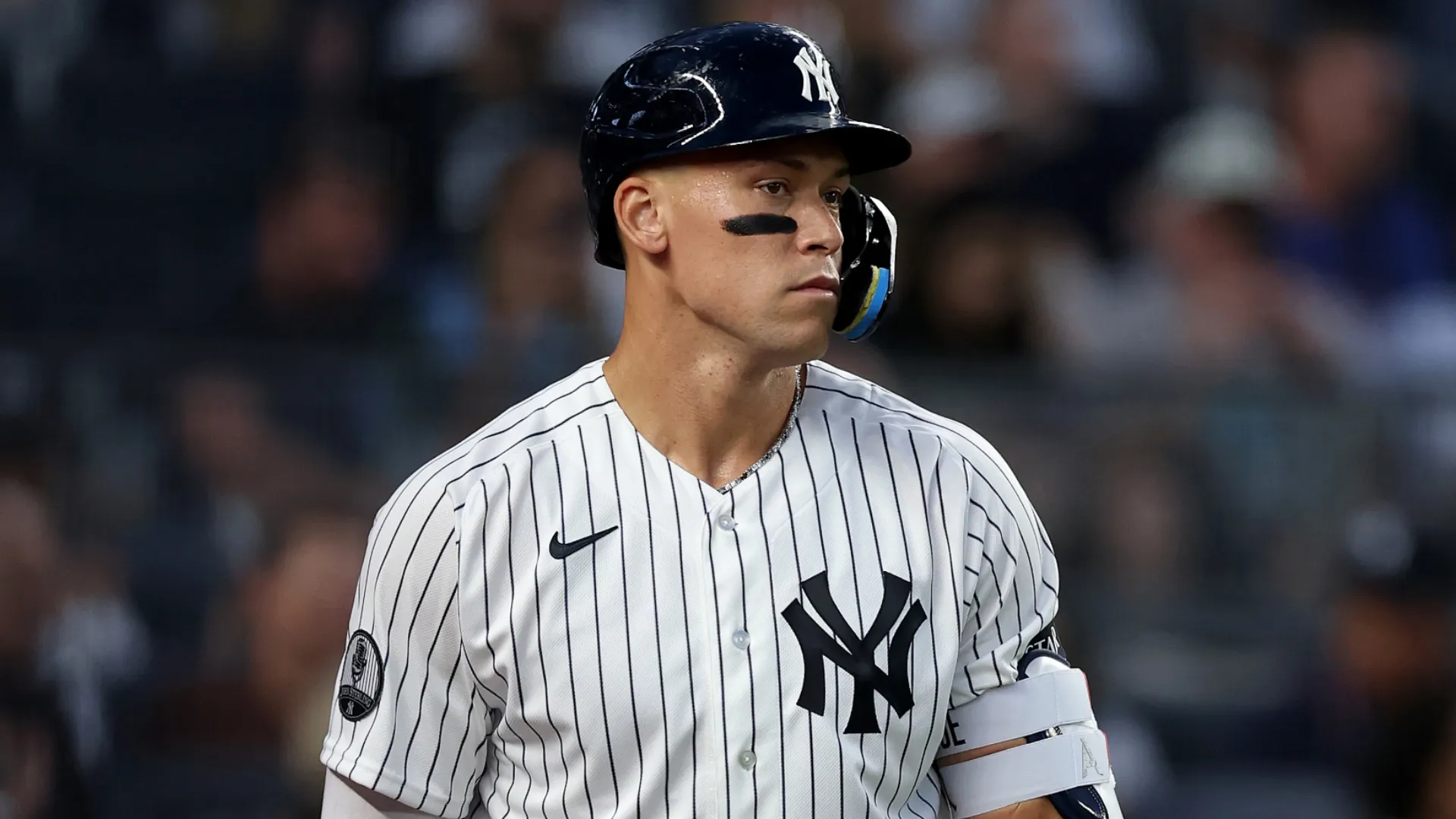 Aaron Judge looks on
