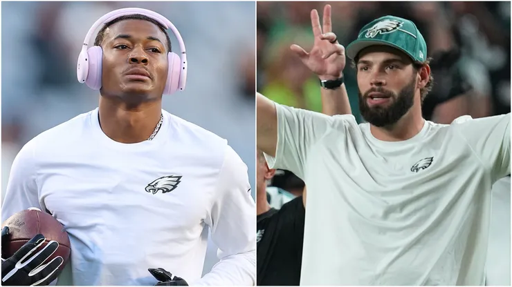 DeVonta Smith (L) Dallas Goedert (R).
