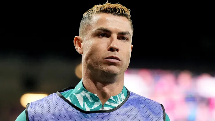 Cristiano Ronaldo of Portugal warm up as substitute.