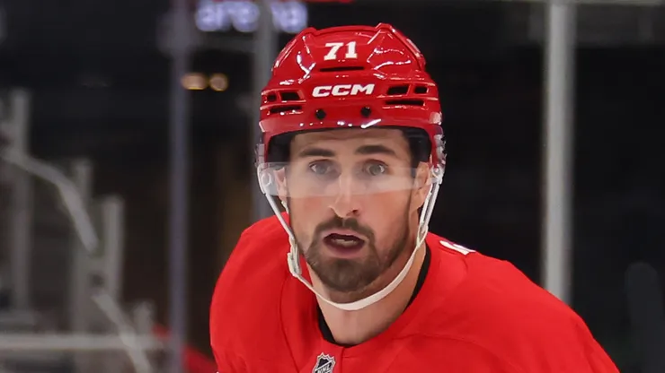 Dylan Larkin #71 of the Detroit Red Wings at Little Caesars Arena.