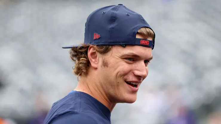 J.J. McCarthy #18 of the New York Giants.