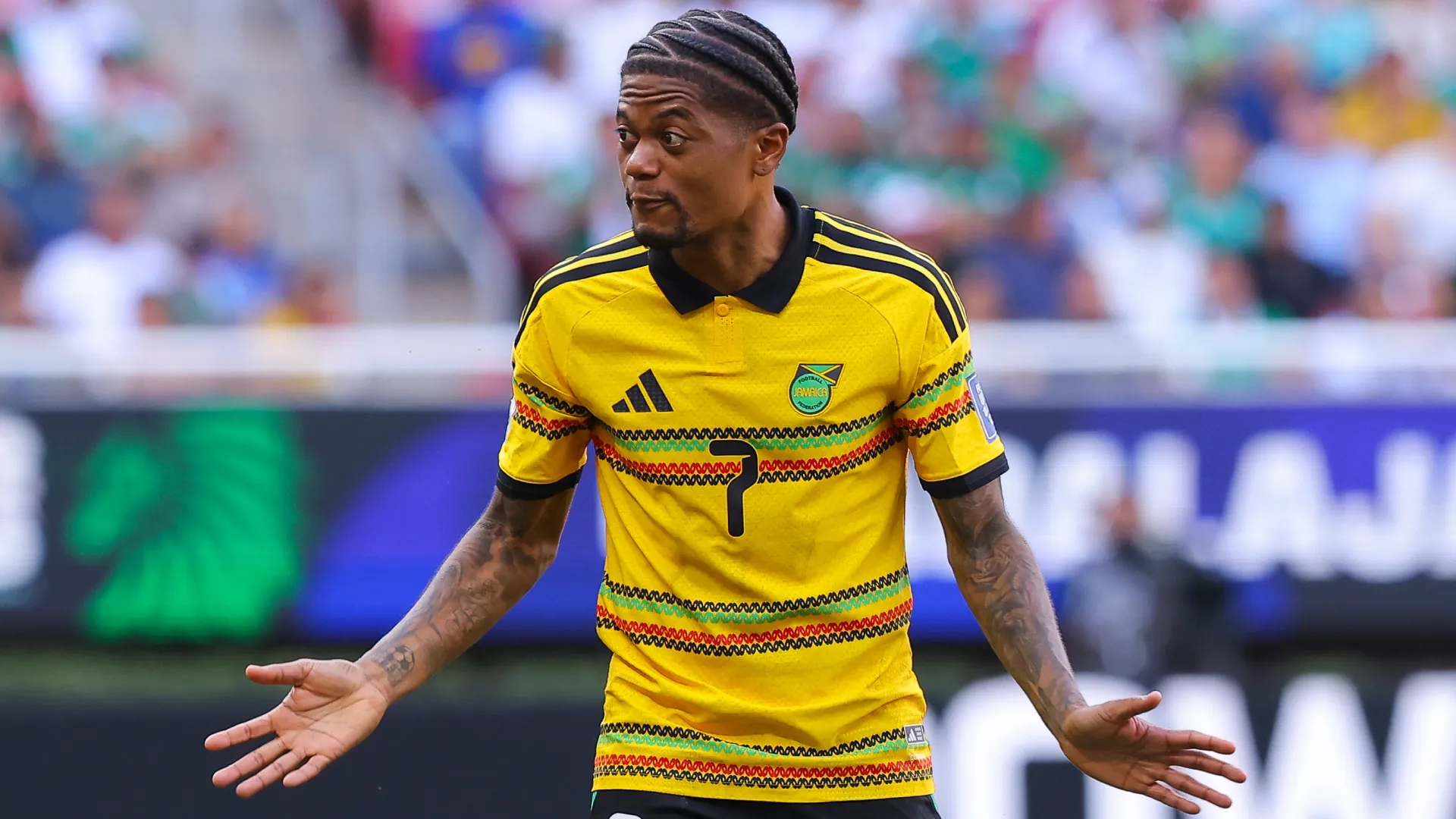 Leon Bailey of Jamaica during the FIFA World Cup 2026 Play-Off tournament final match (Source: Agustin Cuevas/Getty Images)