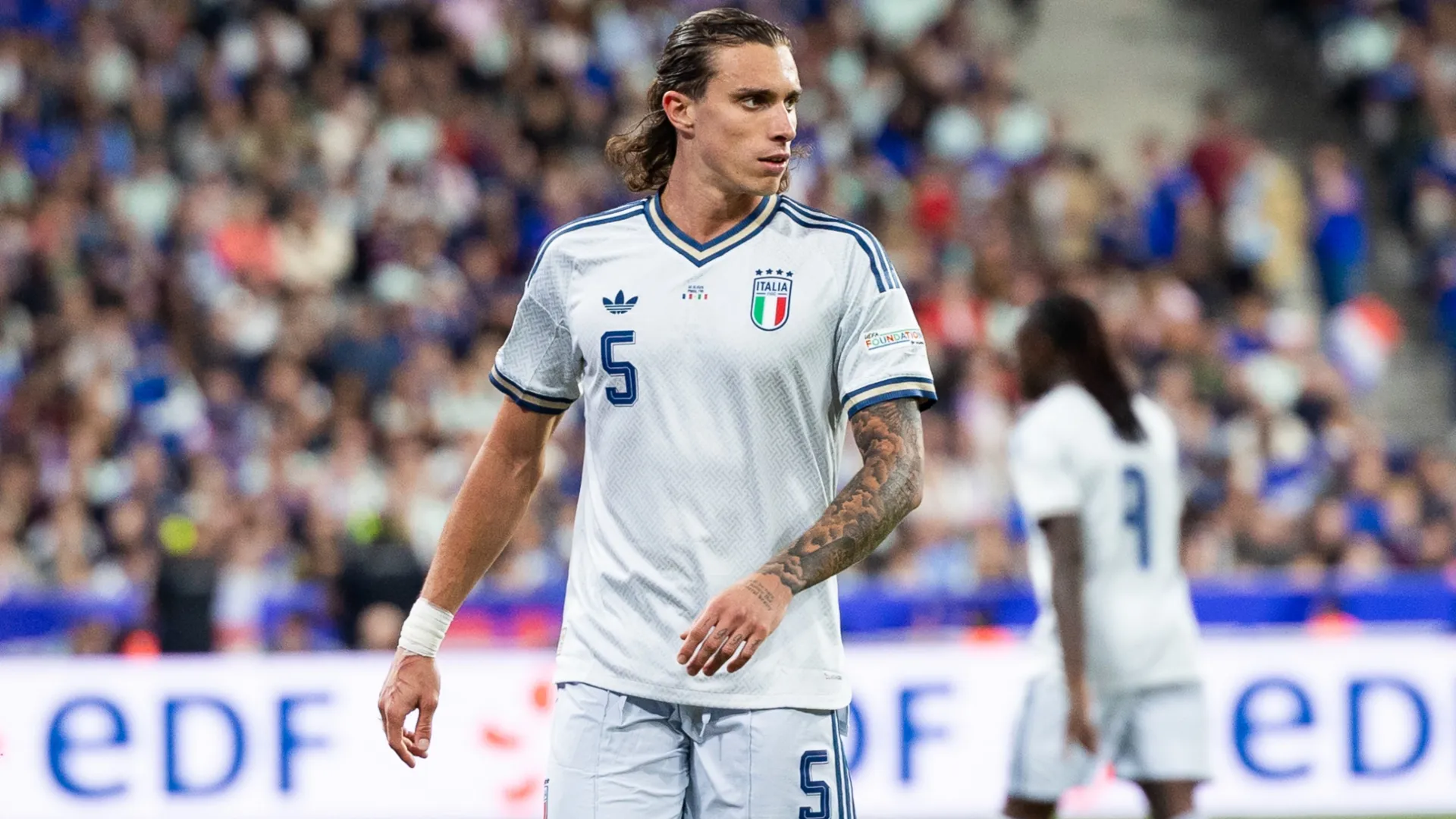 Riccardo Calafiori of Italy during the UEFA Nations League 2026/27 group phase match (Source: Pauline Figuet/Getty Images)