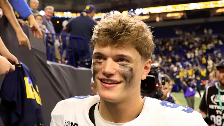 J.J. McCarthy at Lucas Oil Stadium in Indianapolis, Indiana.