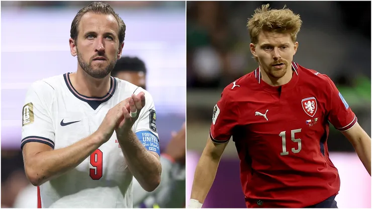 Harry Kane #9 of England and Pavel Sulc #15 of Czechia