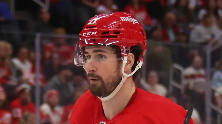 Dylan Larkin #71 of the Detroit Red Wings at Little Caesars Arena.