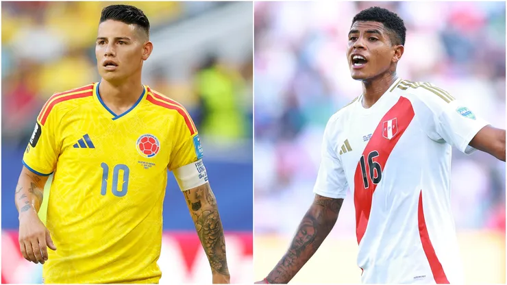 James Rodriguez of Colombia and Wilder Cartagena of Peru