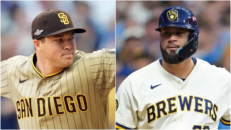 Mason Miller of the Padres and Gary Sanchez of the Brewers.