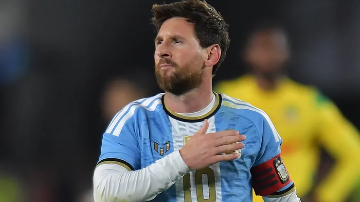 Lionel Messi of Argentina reacts during the International Friendly match.