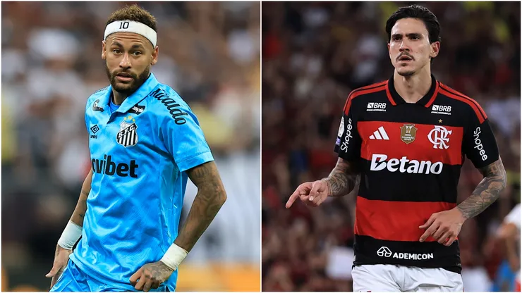 Neymar of Santos and Pedro of Flamengo