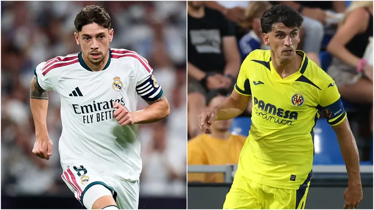 Federico Valverde of Real Madrid and Gerard Balaguero Moreno of Villareal