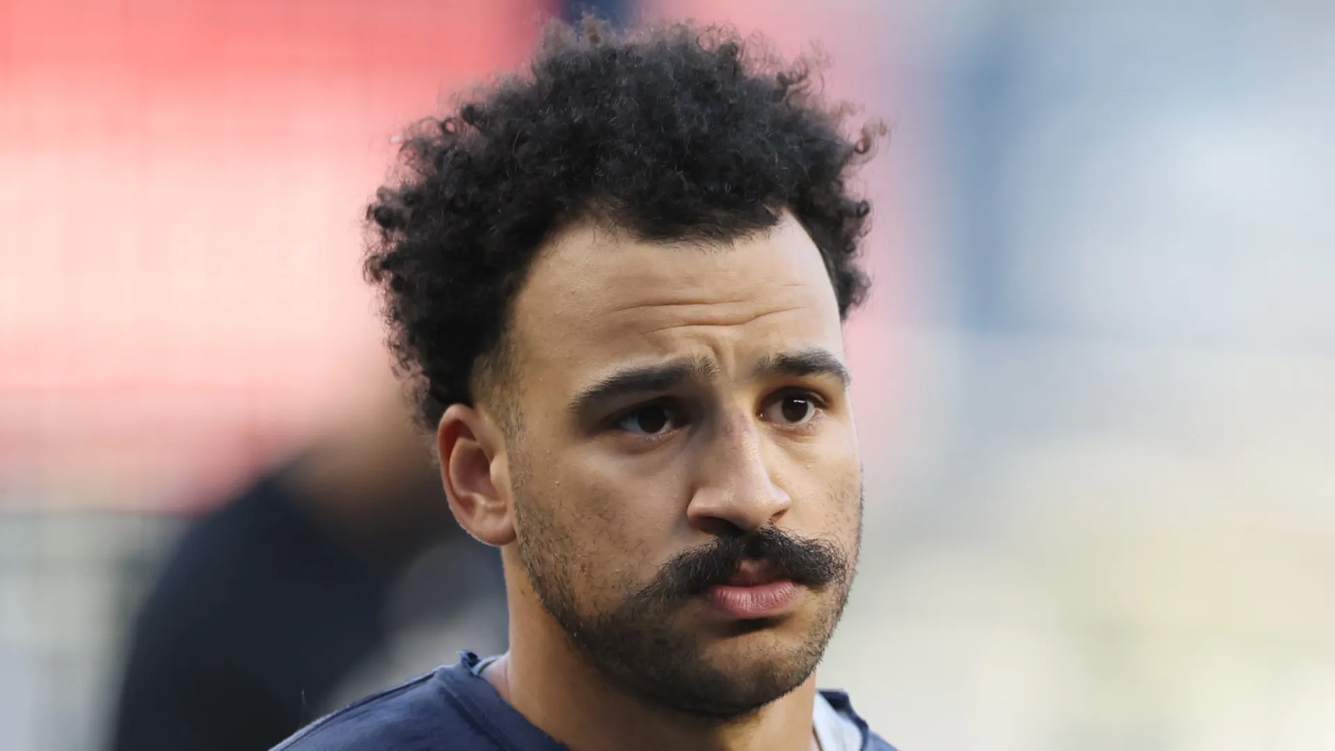Trent Grisham #12 of the New York Yankees looks on before game three of the American League Division Series against the Tampa Bay Rays at Yankee Stadium on October 07, 2026 in the Bronx borough of New York City