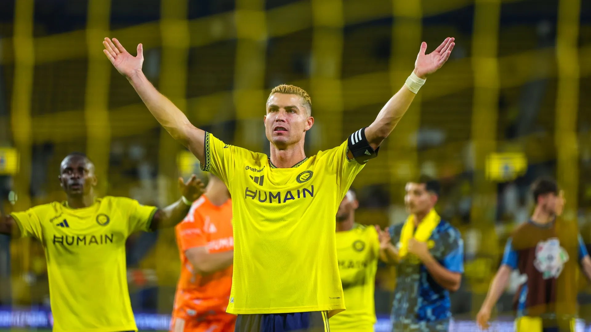 Cristiano Ronaldo of Al Nassr after winning the Saudi Pro League game (Source: Abdullah Ahmed/Getty Images)