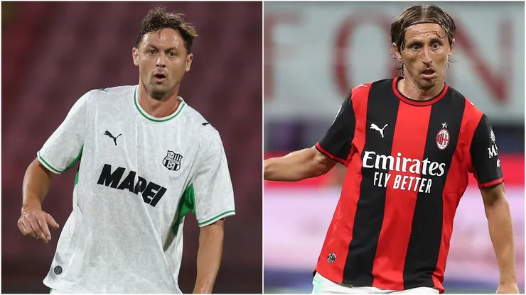 Nemanja Matic of Sassuolo and Luka Modric of AC Milan