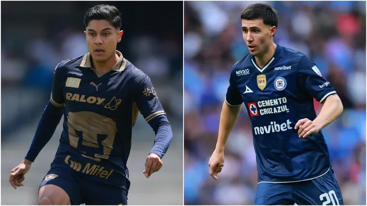 Israel Luna of Pumas UNAM and Jose Paradela of Cruz Azul