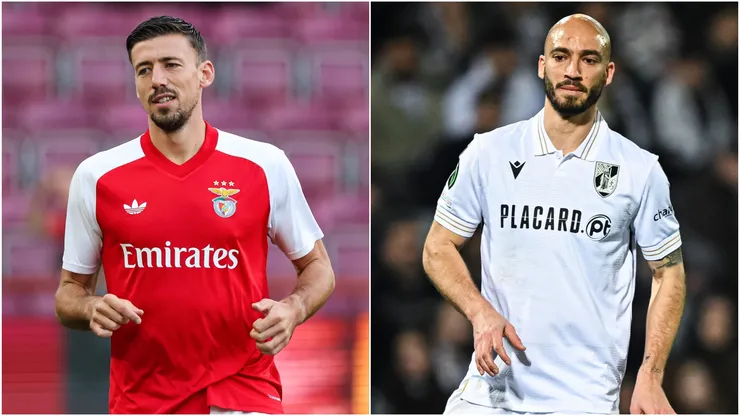 Clement Lenglet of Benfica and Mikel Villanueva of Vitoria