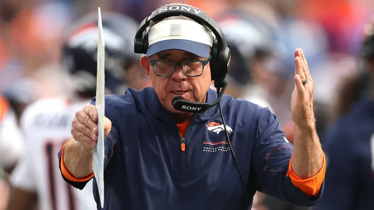 Head coach Sean Payton of the Denver Broncos gestures during the fourth quarter.