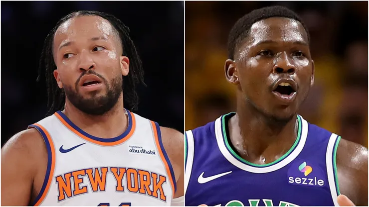 Jalen Brunson of New York Knicks and Anthony Edwards of Minnesota Timberwolves.