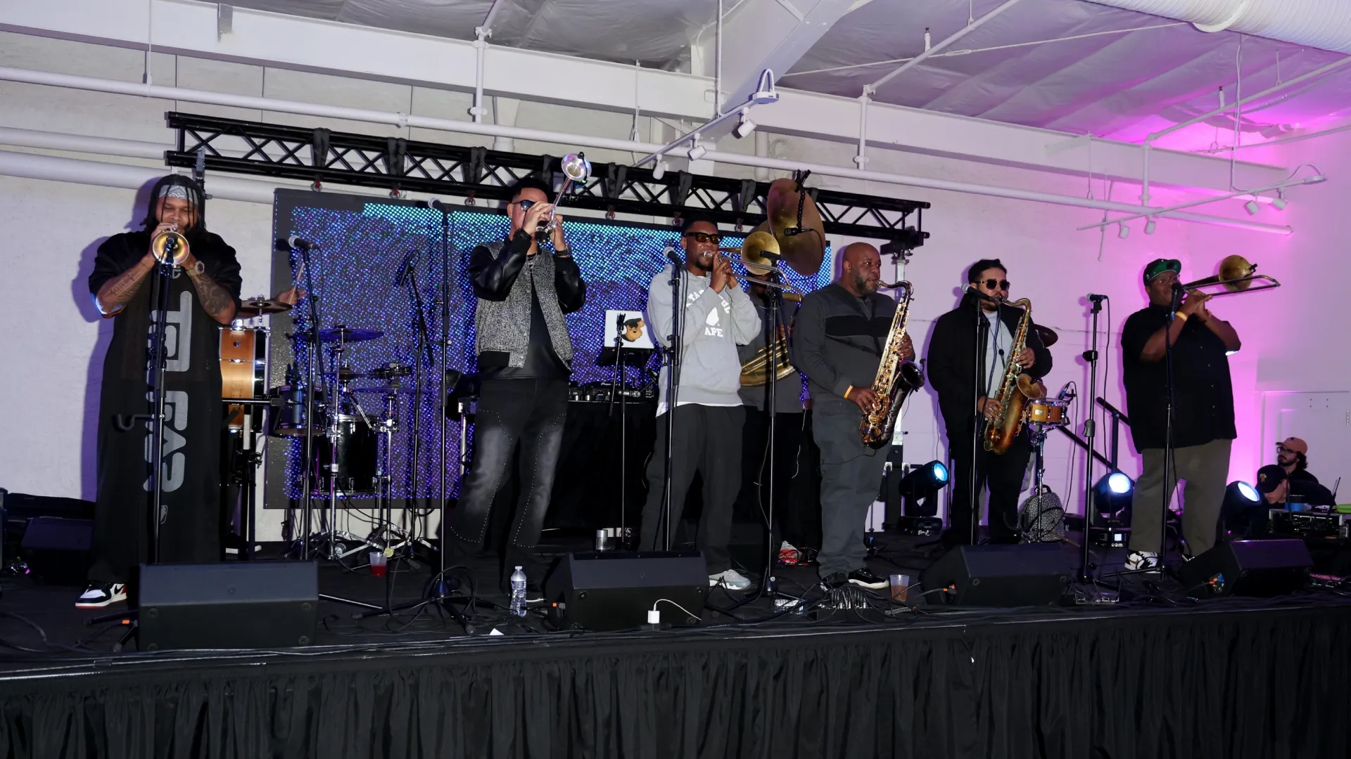 The Soul Rebels perform onstage during the FRI&NDS by OBJ Super Bowl Party (Source: Joe Scarnici/Getty Images for FRI&NDS By Odell Beckham Jr. Presented By Cash App)