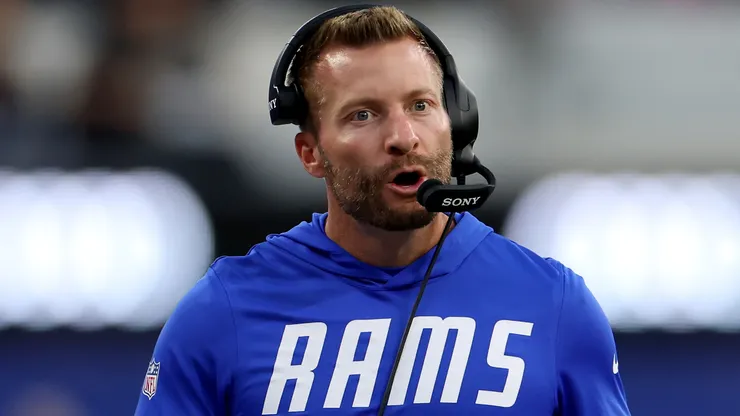 Head coach Sean McVay of the Los Angeles Rams reacts to a play.