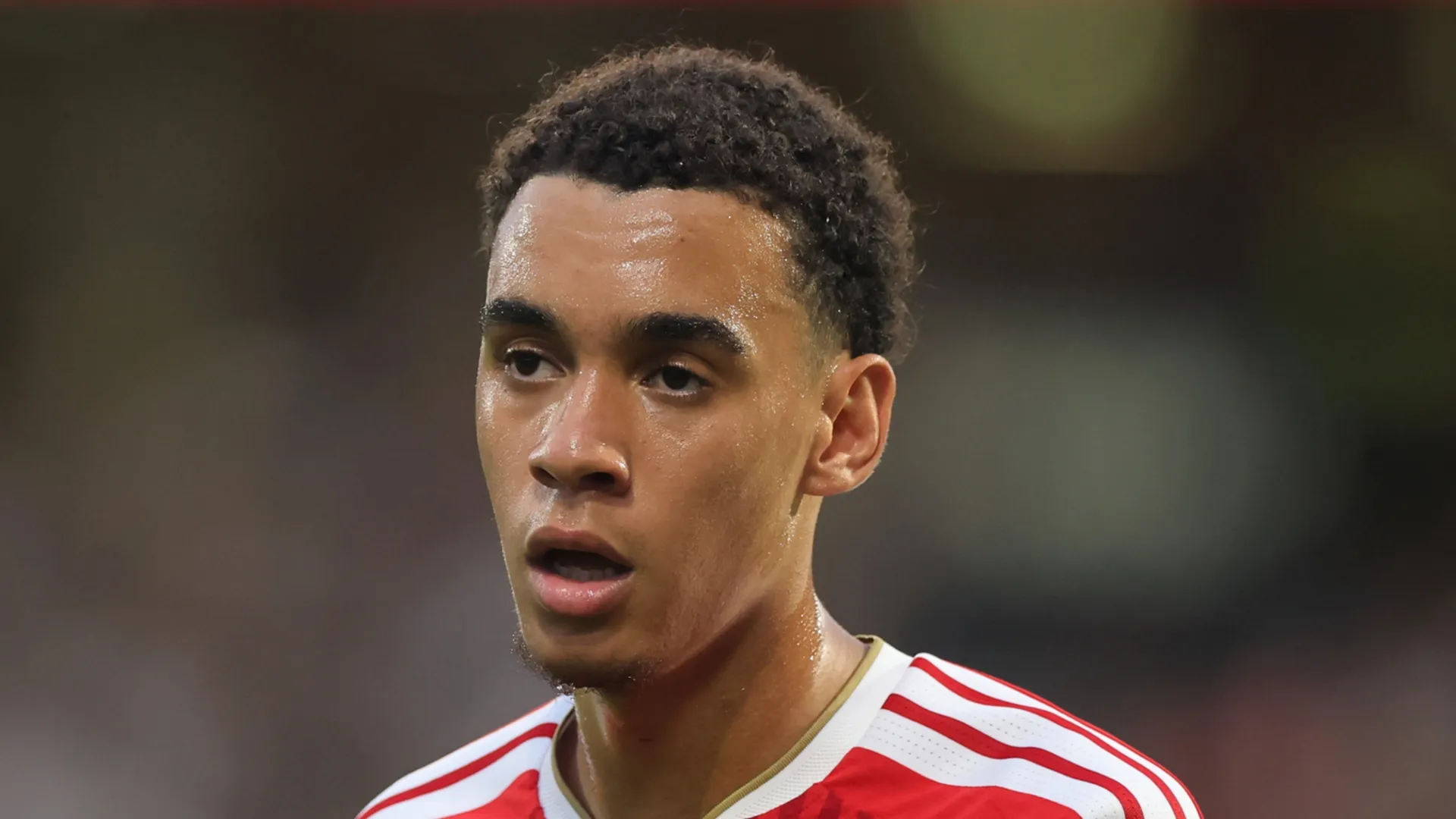 Jamal Musiala of FC Bayern Muenchen reacts during the Bundesliga 2026/27 match between SV Elversberg and FC Bayern München at Ursapharm-Arena on September 13, 2026 in Spiesen-Elversberg, Germany.