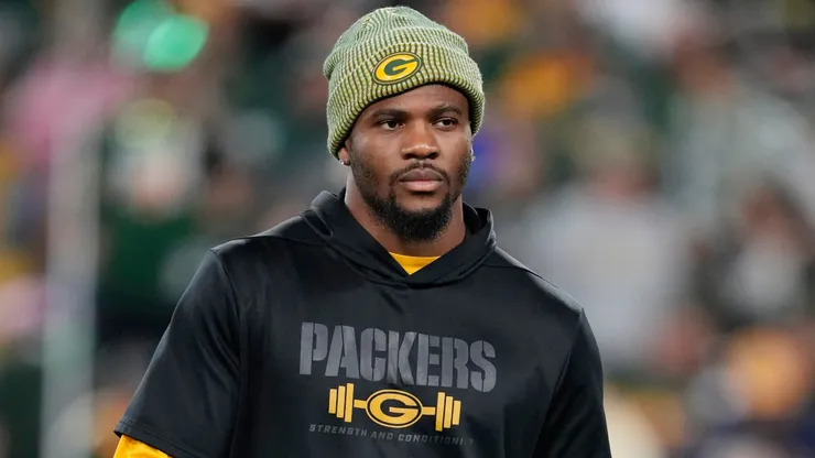 Micah Parsons #1 of the Green Bay Packers looks on against the Atlanta Falcons.