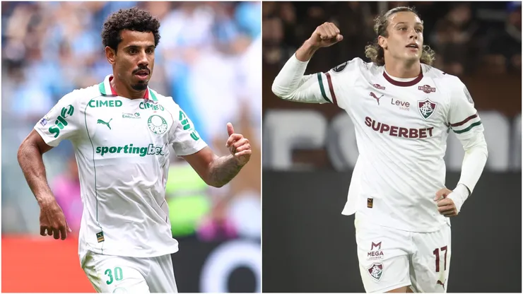 Lucas Evangelista of Palmeiras and Agustin Canobbio of Fluminense