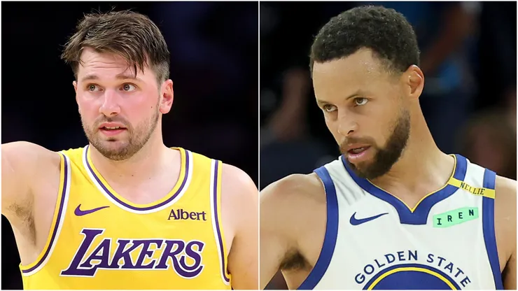 Luka Doncic of Los Angeles Lakers and Stephen Curry of Golden State Warriors.