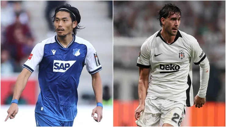 Koki Machida of Hoffenheim and Dusan Vlahovic of Besiktas