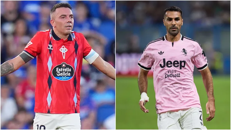 Iago Aspas of Celta Vigo and Zeki Celik of Juventus