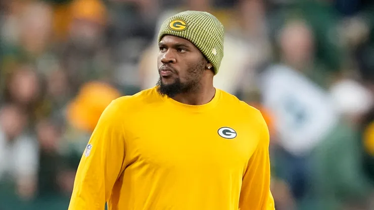 Micah Parsons #1 of the Green Bay Packers looks on prior to the game.