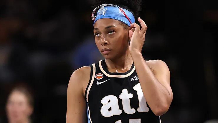 Allisha Gray #15 of the Atlanta Dream looks on against the Connecticut Sun.