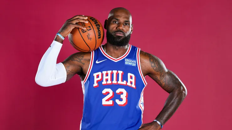 LeBron James #23 of the Philadelphia 76ers poses for a portrait.