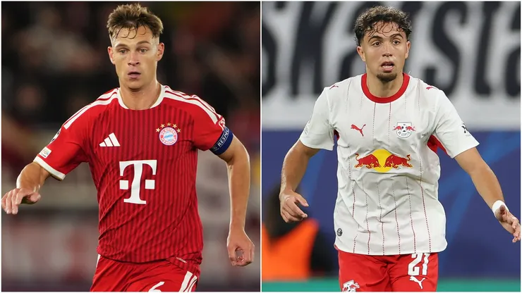 Joshua Kimmich of FC Bayern Munich and Neil El Aynaoui of RB Leipzig