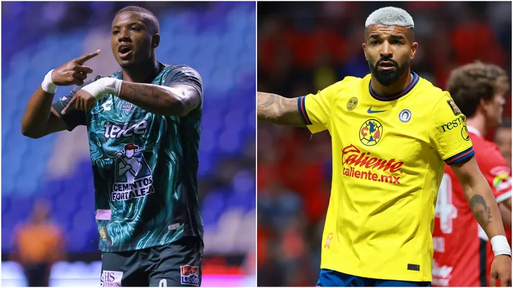 Juan Guevara of Leon and Rodrigo Aguirre of Club America