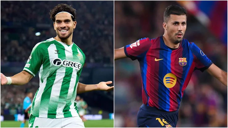 Abde Ezzalzouli of Real Betis and Rodrigo 'Rodri' of Barcelona