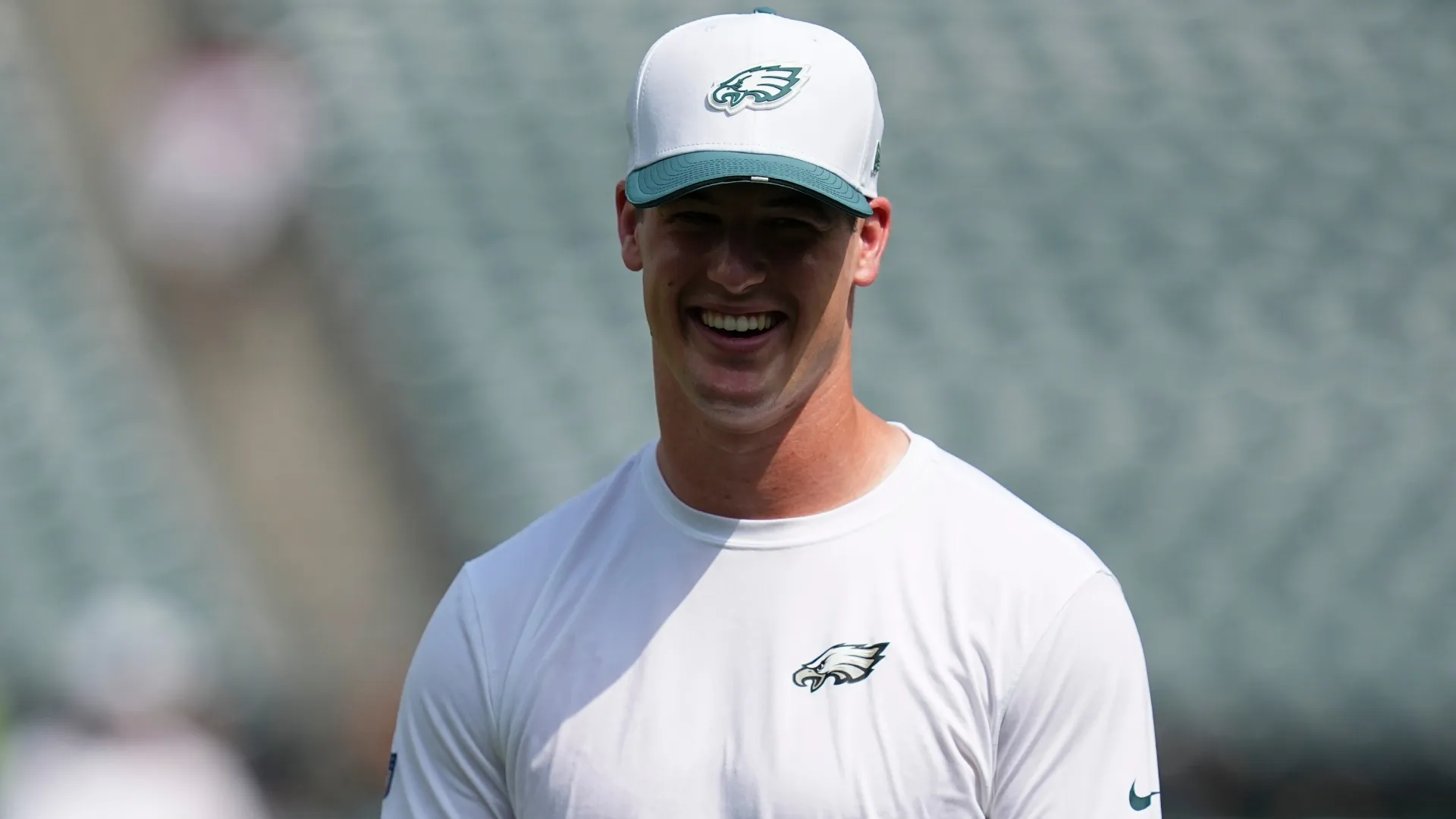 Tanner McKee #16 of the Philadelphia Eagles (Source: Mitchell Leff/Getty Images)